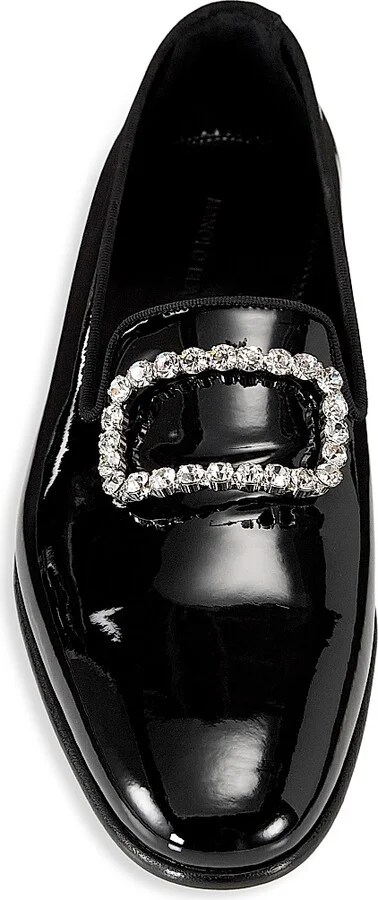 Men's Mariocc Crystal Buckle Patent Leather Loafers - Black - Size 8.5 - Image 5