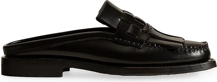 Men's Marti Leather Loafer-Style Mules - Black - Size 6