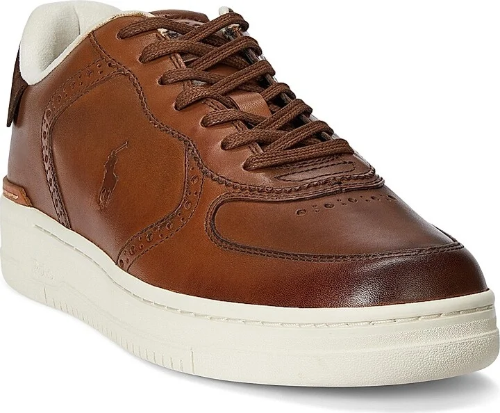 Men's Masters Court Burnished Leather Low-Top Sneakers - Tan - Size 10 - Image 2