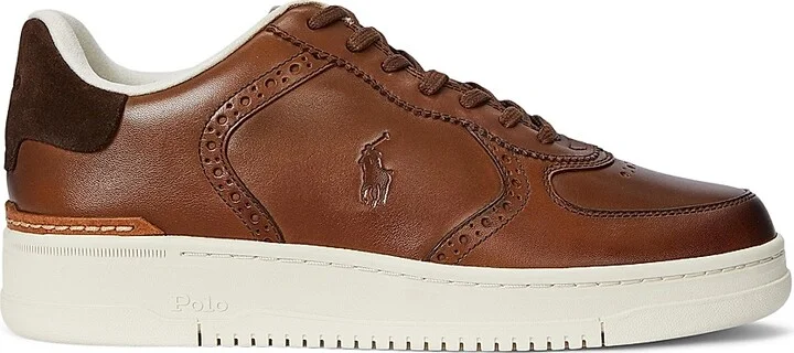 Men's Masters Court Burnished Leather Low-Top Sneakers - Tan - Size 10