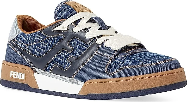 Men's Match FF Denim & Leather Low-Top Sneakers - Blue - Size 10 - Image 2