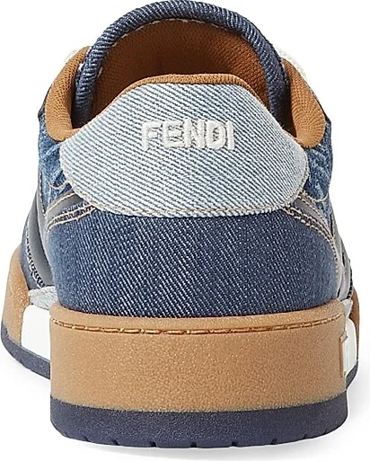 Men's Match FF Denim & Leather Low-Top Sneakers - Blue - Size 10 - Image 3