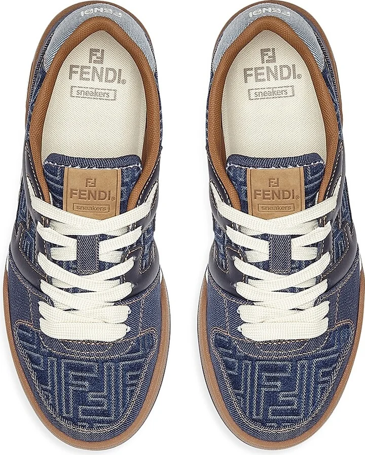 Men's Match FF Denim & Leather Low-Top Sneakers - Blue - Size 10 - Image 4