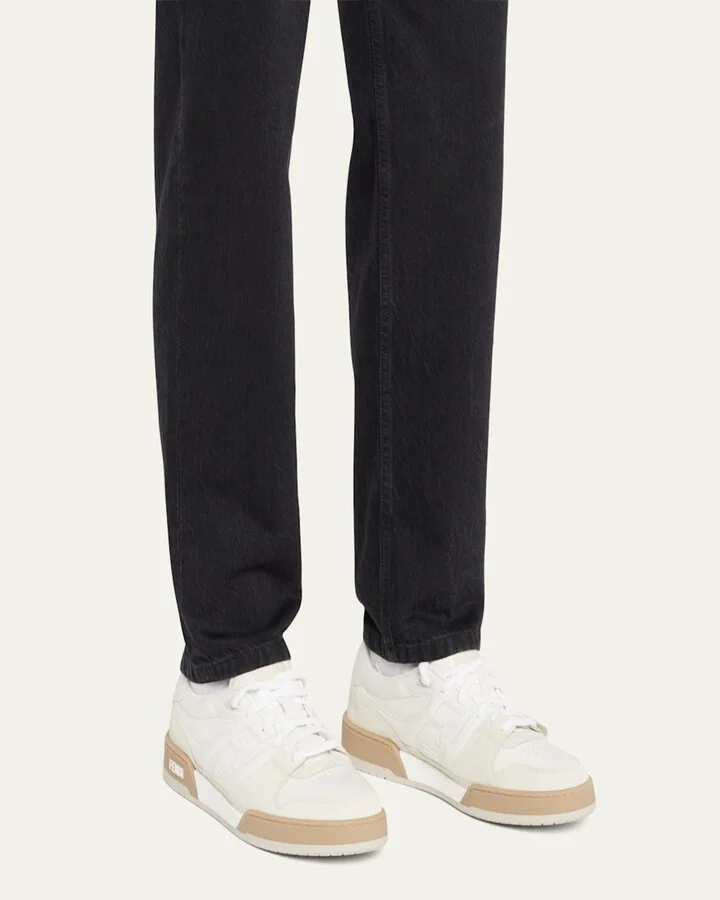 Men's Match Leather FF-Logo Low-Top Sneakers - Image 3