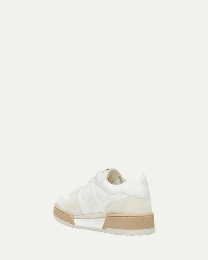 Men's Match Leather FF-Logo Low-Top Sneakers - Image 6