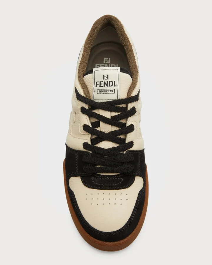 Men's Match Leather FF-Logo Low-Top Sneakers - Image 4