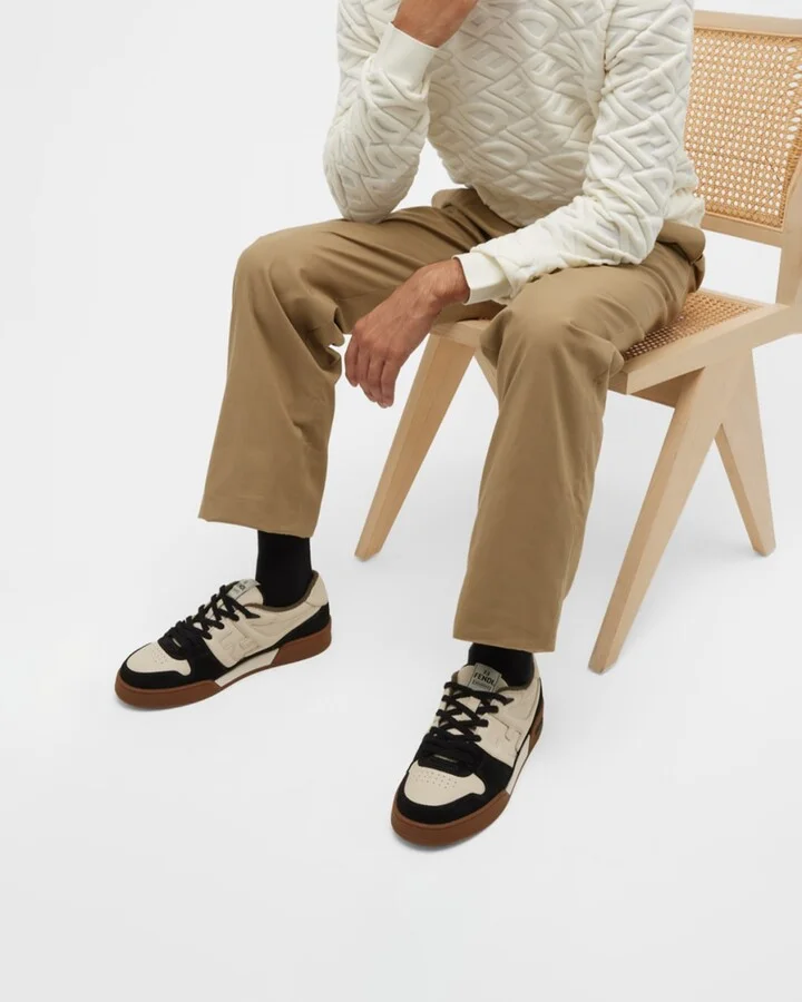 Men's Match Leather FF-Logo Low-Top Sneakers - Image 5