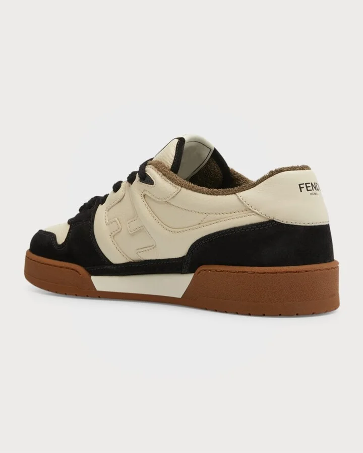 Men's Match Leather FF-Logo Low-Top Sneakers - Image 7
