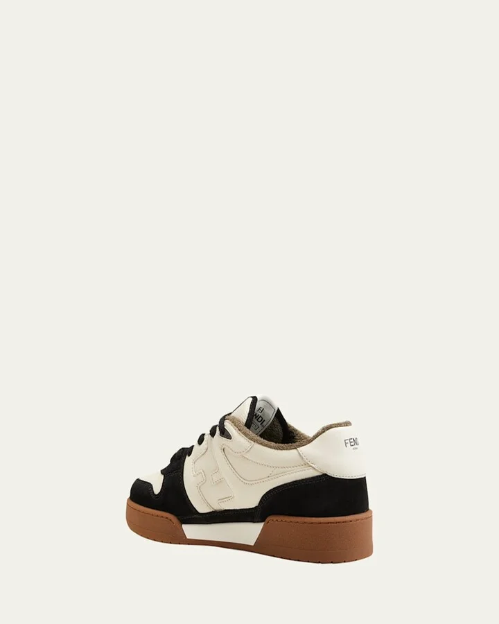 Men's Match Leather FF-Logo Low-Top Sneakers - Image 3