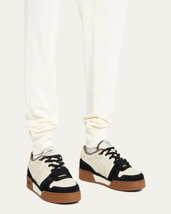 Men's Match Leather FF-Logo Low-Top Sneakers - Image 5