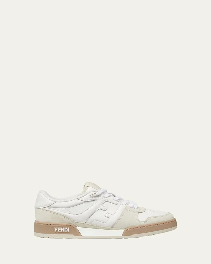 Men's Match Leather FF-Logo Low-Top Sneakers