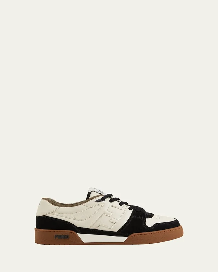 Men's Match Leather FF-Logo Low-Top Sneakers