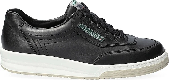 Men's Match Leather Tennis Sneakers - Black - Size 7