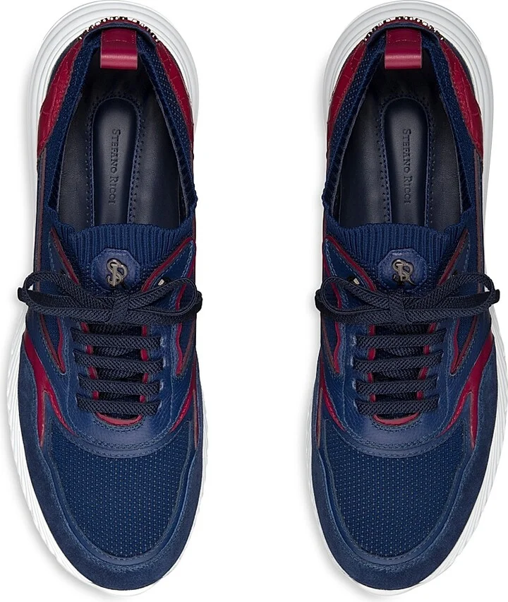Men's Matted Crocodile and Suede Sneakers - Blue - Size 6 - Image 3