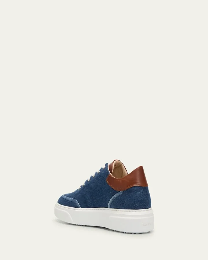 Men's Maverik Weatherproof Denim and Leather Low-Top Sneakers - Image 2
