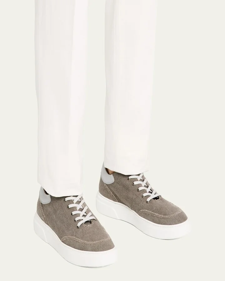 Men's Maverik Weatherproof Denim and Leather Low-Top Sneakers - Image 8