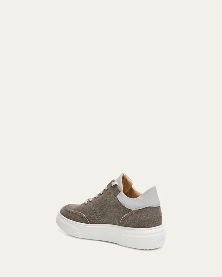 Men's Maverik Weatherproof Denim and Leather Low-Top Sneakers - Image 10