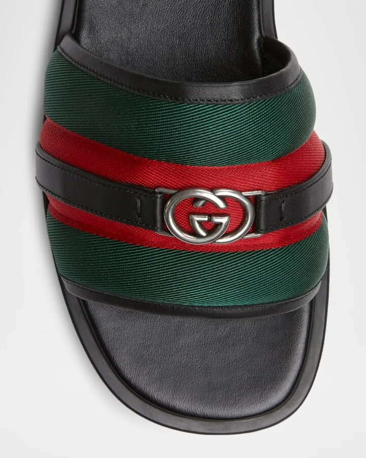 Men's Maverik Web Slide Sandals with Interlocking G - Image 3