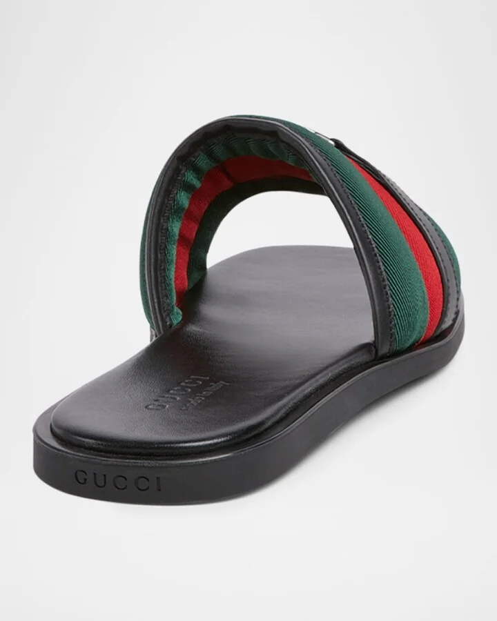 Men's Maverik Web Slide Sandals with Interlocking G - Image 4
