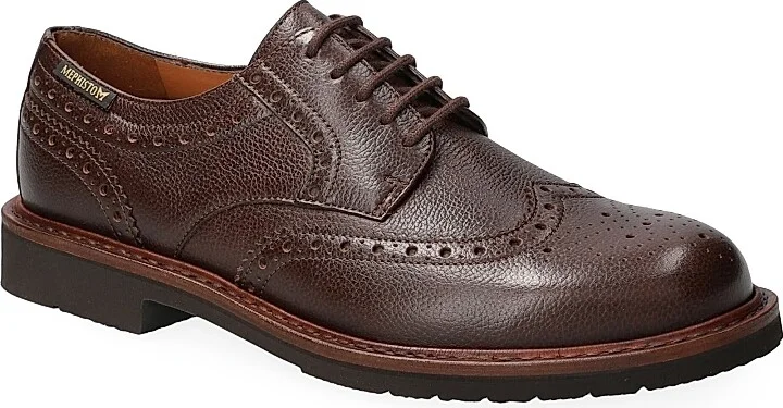 Men's Max Leather Lace-Up Brogues - Chestnut - Size 7 - Image 2