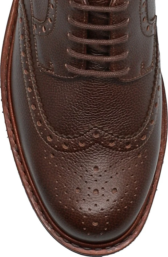 Men's Max Leather Lace-Up Brogues - Chestnut - Size 7 - Image 4