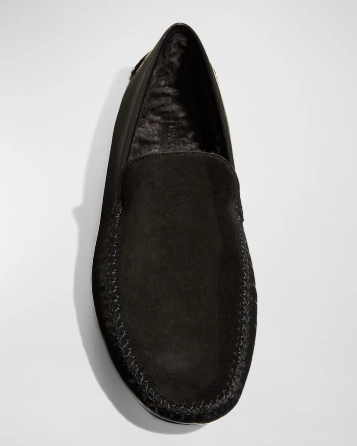 Men's Mayfair Mix-Leather Shearling-Lined Loafers - Image 3