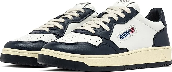 Men's Medalist Leather Low-Top Sneakers - White Blue - Size 6 - Image 2