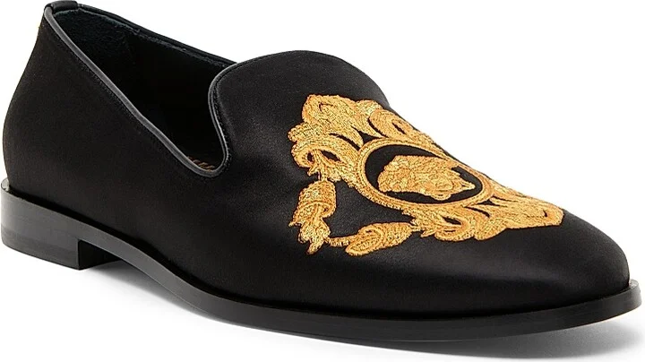 Men's Medusa Embroidered Loafers - Black Gold - Size 8 - Image 2