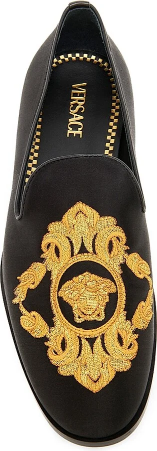 Men's Medusa Embroidered Loafers - Black Gold - Size 8 - Image 4
