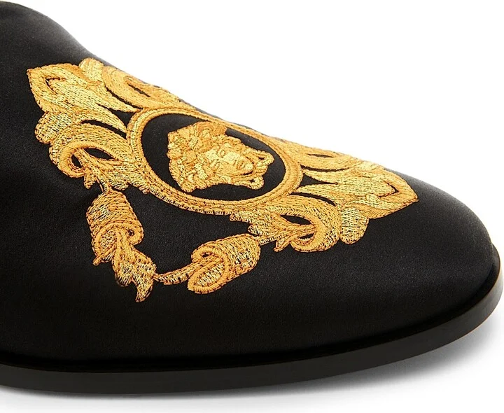 Men's Medusa Embroidered Loafers - Black Gold - Size 8 - Image 5