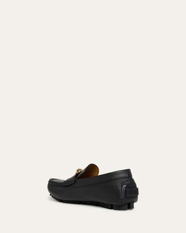 Men's Medusa-Ornament Leather Drivers - Image 4