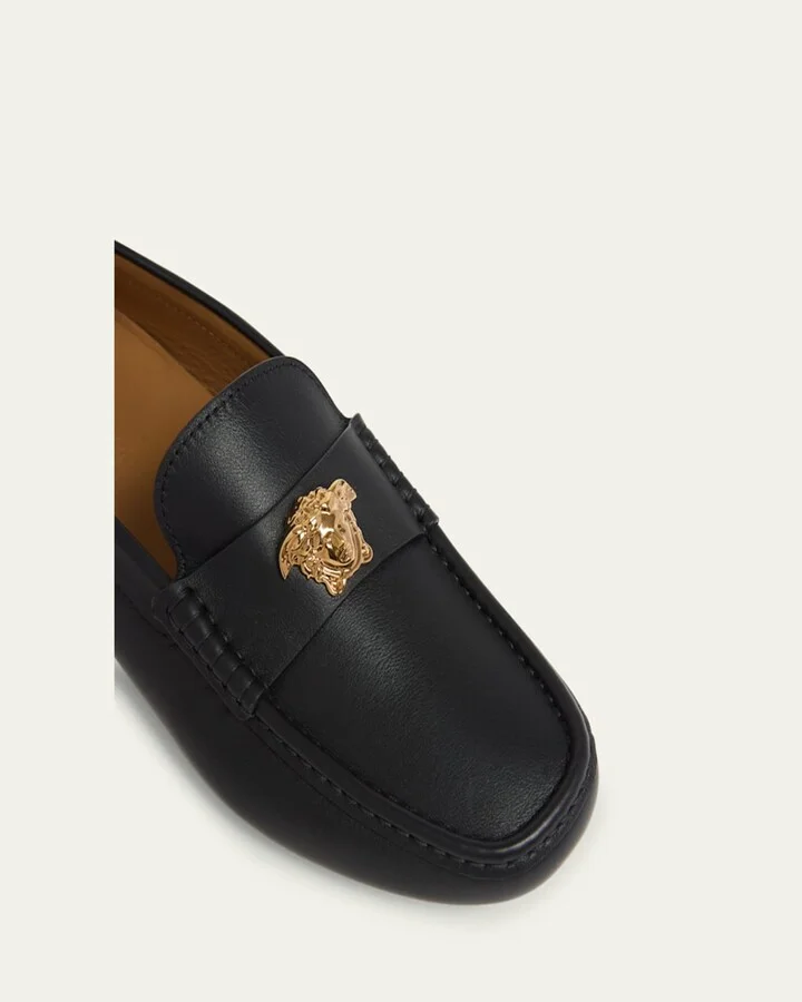 Men's Medusa-Ornament Leather Drivers - Image 5