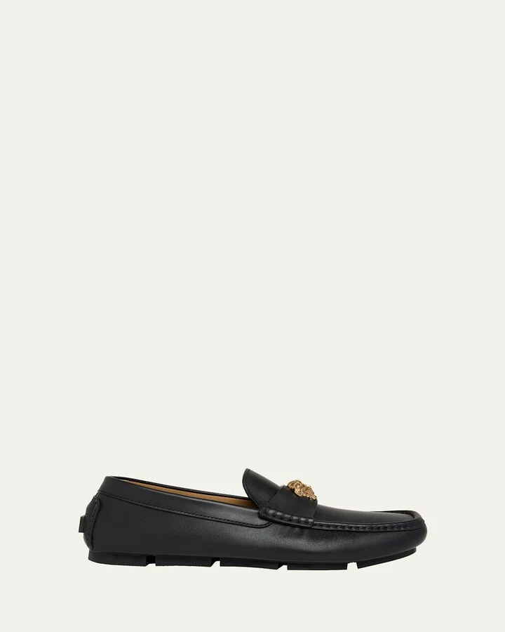 Men's Medusa-Ornament Leather Drivers