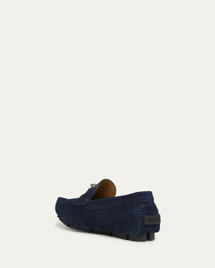 Men's Medusa-Ornament Suede Drivers - Image 2