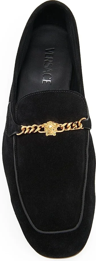 Men's Medusa Suede Sliiper Loafers - Black Gold - Size 7 - Image 4