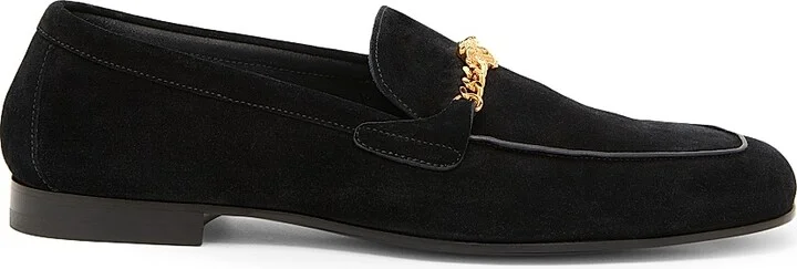 Men's Medusa Suede Sliiper Loafers - Black Gold - Size 7