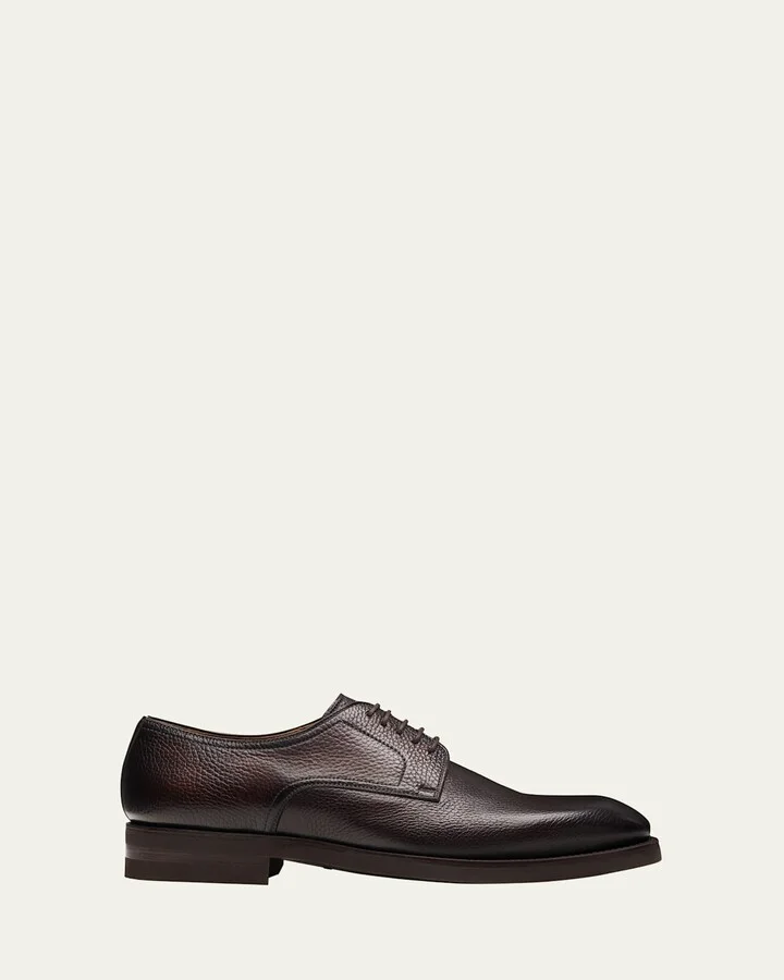 Men's Melich III Grained Leather Rubber-Sole Derby Shoes