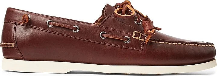 Men's Merton Leather Boat Shoes - Deep Saddle Tan - Size 10