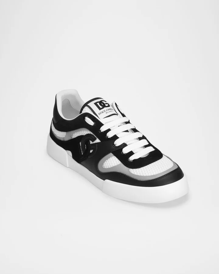 Men's Mesh and Leather Low-Top Sneakers - Image 2