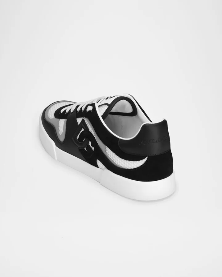 Men's Mesh and Leather Low-Top Sneakers - Image 4