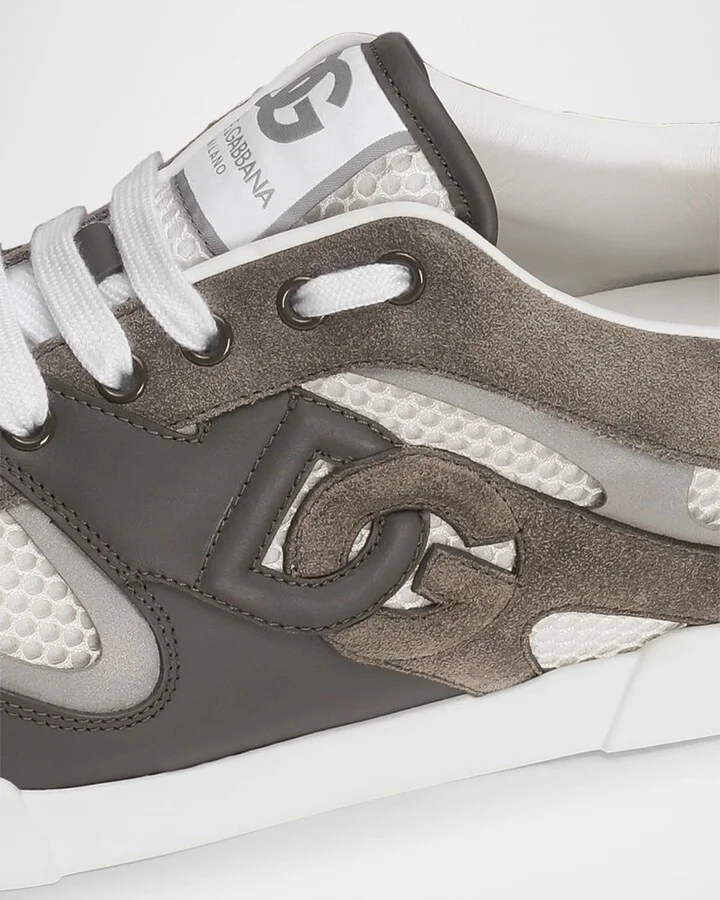 Men's Mesh and Leather Low-Top Sneakers - Image 6