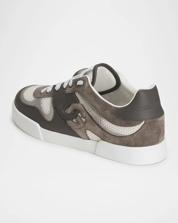 Men's Mesh and Leather Low-Top Sneakers - Image 10