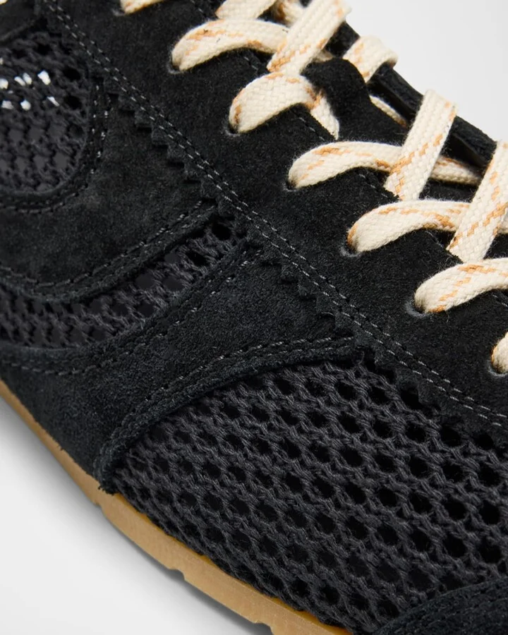 Men's Mesh and Leather Low-Top Sneakers - Image 4