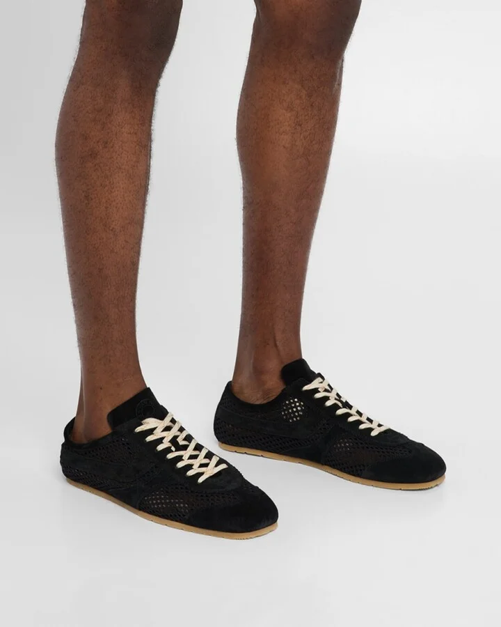 Men's Mesh and Leather Low-Top Sneakers - Image 5