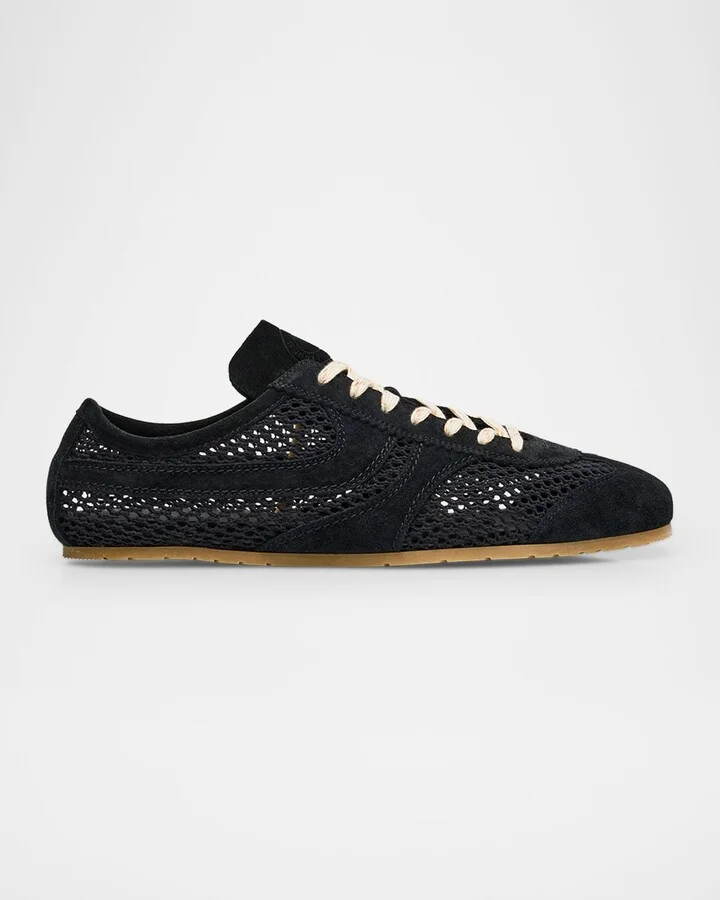 Men's Mesh and Leather Low-Top Sneakers