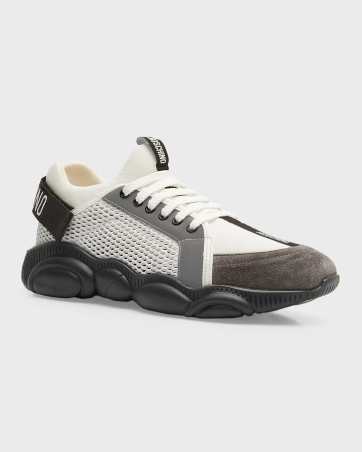 Men's Mesh Bubble Teddy Low-Top Sneakers - Image 4