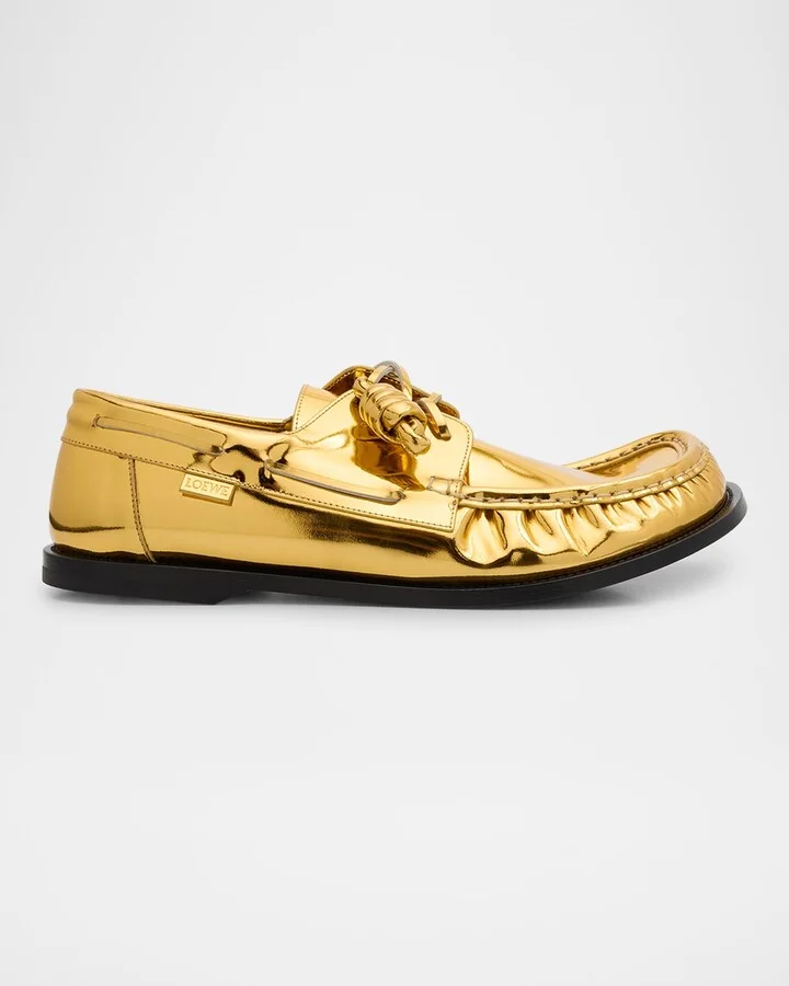 Men's Metallic Calfskin Campo Boat Shoes