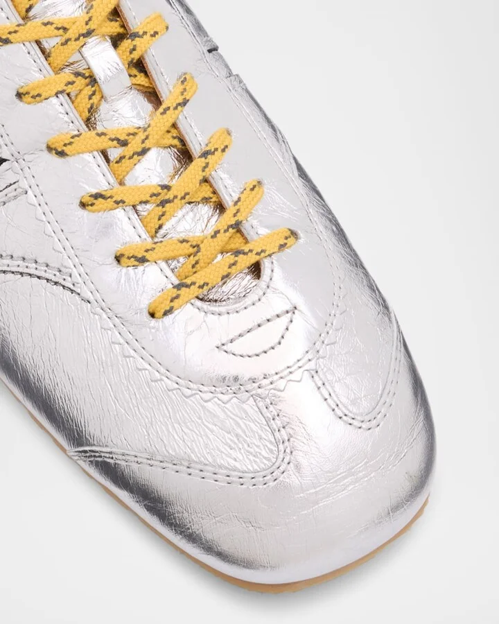 Men's Metallic Leather Low-Top Sneakers - Image 2