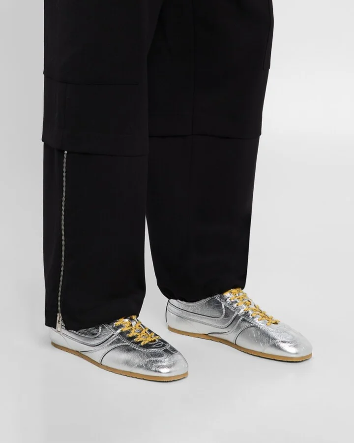 Men's Metallic Leather Low-Top Sneakers - Image 3