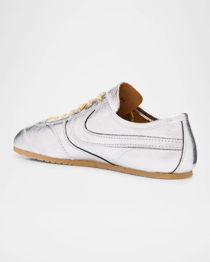 Men's Metallic Leather Low-Top Sneakers - Image 6